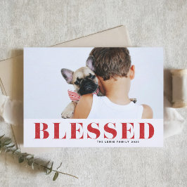 Tarjeta Festiva Navidades fotográficos de tipografía de bendición