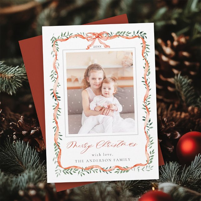 Tarjeta Festiva Navidades fotográficos de tramas de cinta roja de  (Subido por el creador)