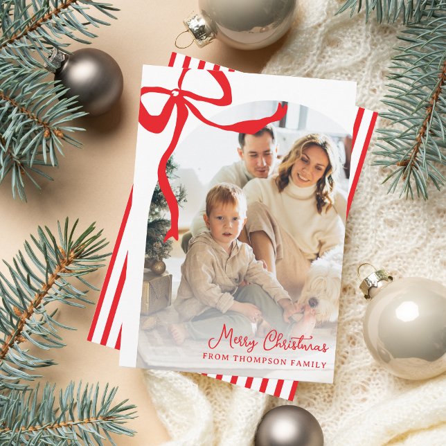 Tarjeta Festiva Navidades fotográficos del arco de cinta de cinta  (Subido por el creador)