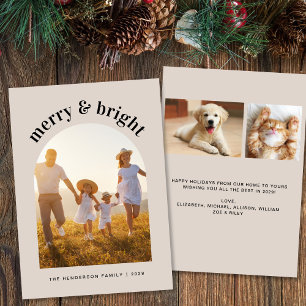 Tarjeta Festiva Navidades fotográficos del Arco Familiar Merry Bri