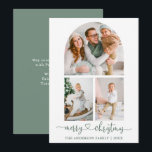Tarjeta Festiva Navidades fotográficos del Arco Verde del Corazón<br><div class="desc">Caligrafía moderna Corazón guión Merry Navidad 3 Foto Tarjeta de vacaciones Arch - Sage Green</div>