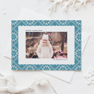 Tarjeta Festiva Navidades fotográficos del patrón de Knit de invie