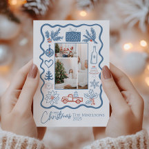 Navidades fotográficos Doodle Line Art Holiday