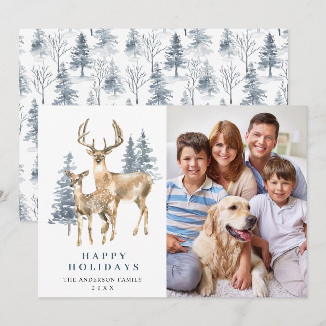 Tarjeta Festiva Navidades FOTOGRÁFICOS Elegante árbol de pino de c (Anverso / Reverso)