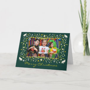Tarjeta Festiva Navidades fotográficos familiares con estrellas de