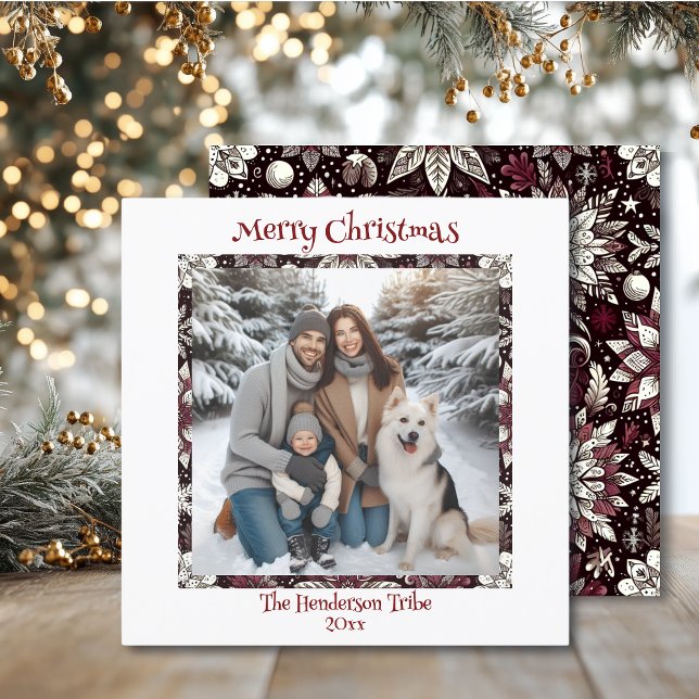 Tarjeta Festiva Navidades fotográficos familiares de copos de niev (Subido por el creador)