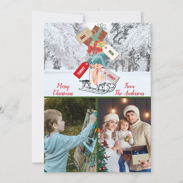 Tarjeta Festiva Navidades fotográficos familiares de invierno de C (Anverso)