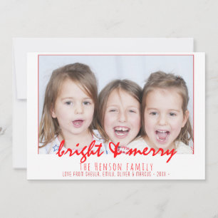 Tarjeta Festiva Navidades fotográficos familiares de Merry Bright