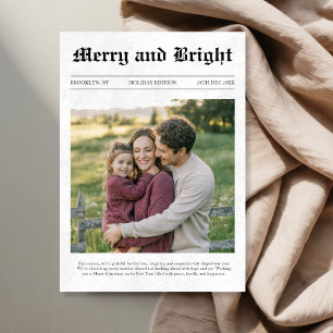 Tarjeta Festiva Navidades fotográficos familiares de periódico mer