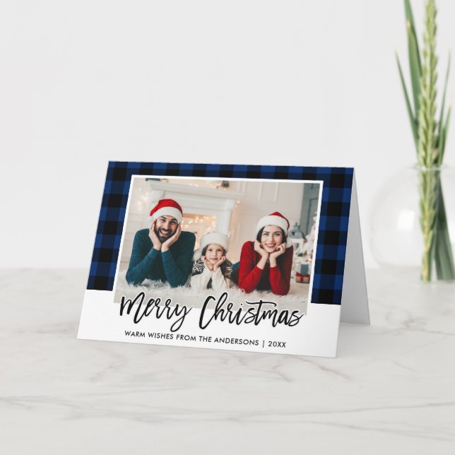 Tarjeta Festiva Navidades fotográficos familiares de pincel con ho (Anverso)