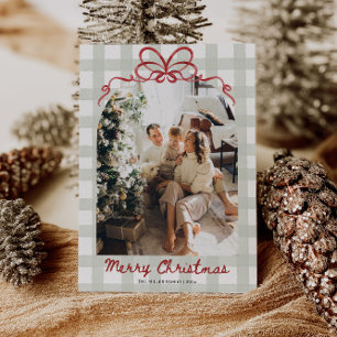 Tarjeta Festiva Navidades fotográficos familiares de Watercolor Gi