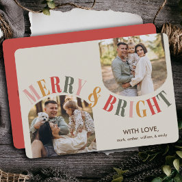 Tarjeta Festiva Navidades fotográficos familiares modernos y brill