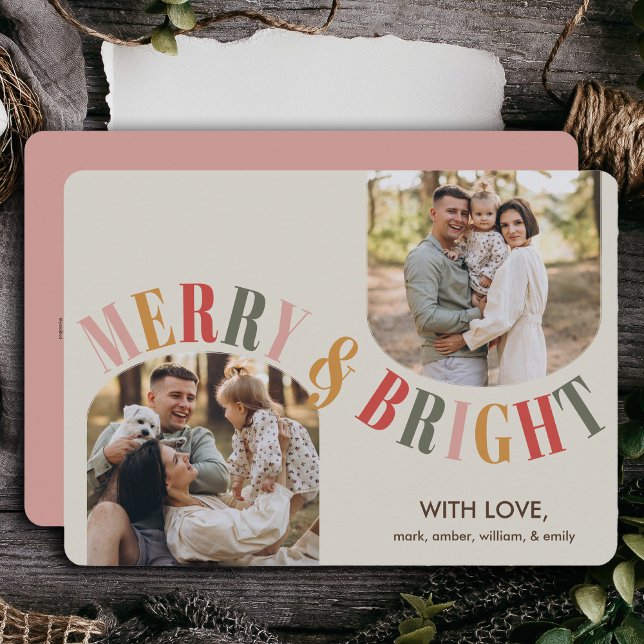 Tarjeta Festiva Navidades fotográficos familiares modernos y brill (Subido por el creador)