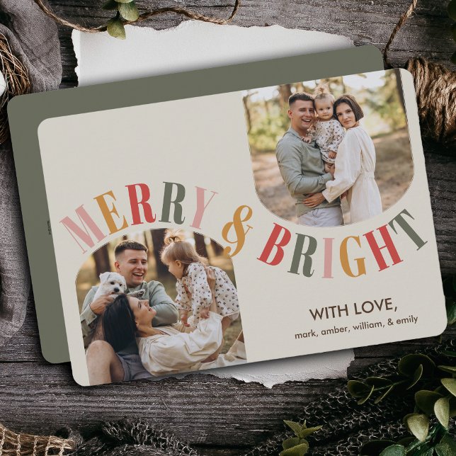 Tarjeta Festiva Navidades fotográficos familiares modernos y brill (Subido por el creador)
