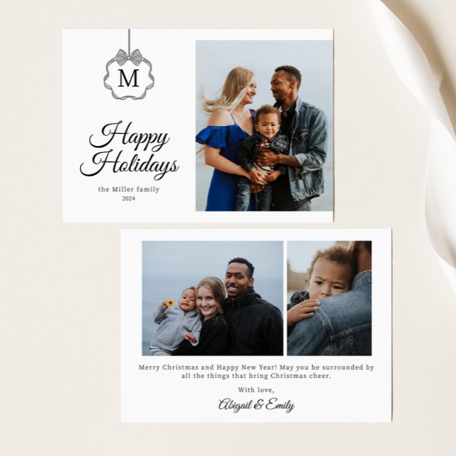 Tarjeta Festiva Navidades fotográficos iniciales de Coquette Bow (Subido por el creador)