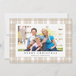 Tarjeta Festiva Navidades fotográficos Light Tan Plaid