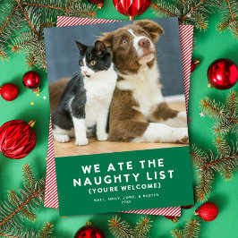 Tarjeta Festiva Navidades fotográficos Mascotas de la lista gracio