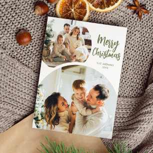 Tarjeta Festiva Navidades fotográficos mínimos de dos ranurados