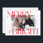 Tarjeta Festiva Navidades fotográficos modernos de arte y tipograf<br><div class="desc">Merry & Bright enmarca tu fotografía en la parte delantera y crea un patrón diagonal en la parte posterior. Una línea de texto a lo largo del lado derecho de la foto te permite personalizar con tu nombre o mensaje favorito. Parte de la colección Modern Merry & Bright Typography.</div>