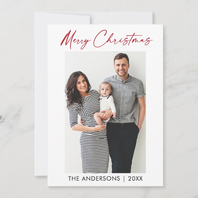Tarjeta Festiva Navidades fotográficos modernos de caligrafía en t (Anverso)