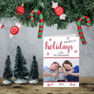 Tarjeta Festiva Navidades fotográficos modernos de familias blanca