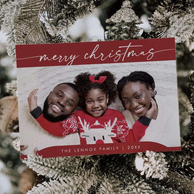 Tarjeta Festiva Navidades fotográficos modernos de la Moda Boho Re (Subido por el creador)