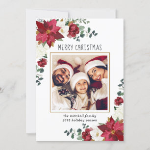 Tarjeta Festiva Navidades fotográficos modernos de Poinsettia Magn