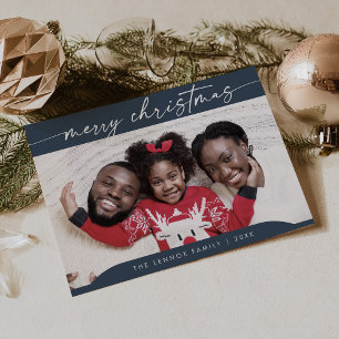 Tarjeta Festiva Navidades fotográficos modernos y fáciles azules d
