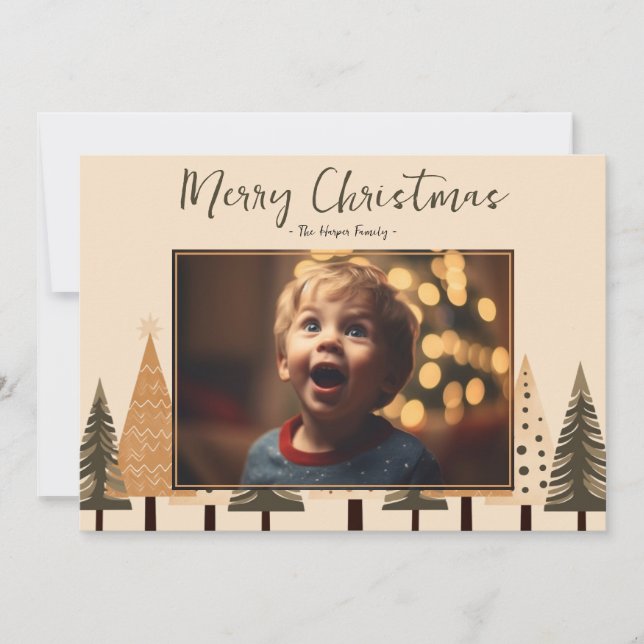 Tarjeta Festiva Navidades fotográficos neutrales de los bosques de (Anverso)