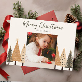 Tarjeta Festiva Navidades fotográficos neutrales de Winter Forest