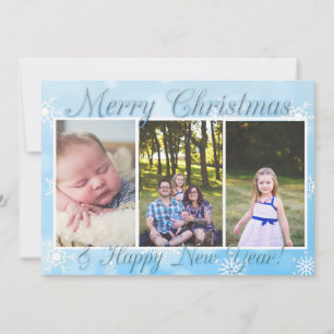 Tarjeta Festiva Navidades fotográficos personalizados con copos de