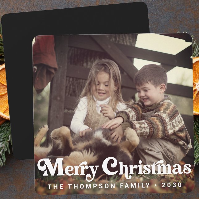 Tarjeta Festiva Navidades fotográficos retro de moda y simple (Subido por el creador)
