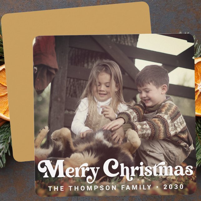 Tarjeta Festiva Navidades fotográficos retro de moda y simple (Subido por el creador)