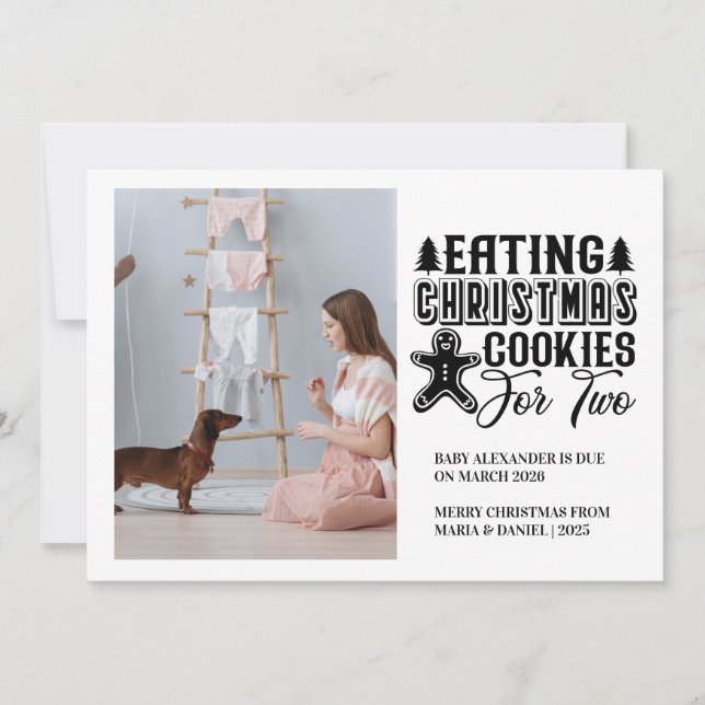 Tarjeta Festiva Navidades fotográficos se retocan para 2 embarazos (Anverso)