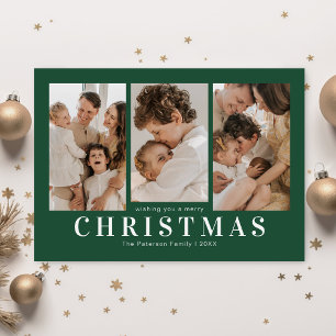 Tarjeta Festiva Navidades fotográficos simples de color verde 3