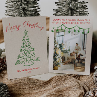 Tarjeta Festiva Navidades fotográficos únicos de árbol de mano pin