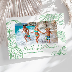 Tarjeta Festiva Navidades fotográficos verdes de Mele Kalikimaka
