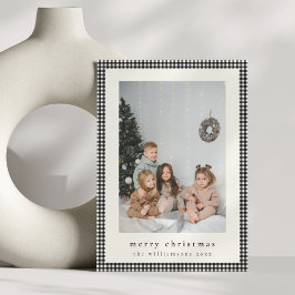 Tarjeta Festiva Navidades fotográficos verticales de plástico negr