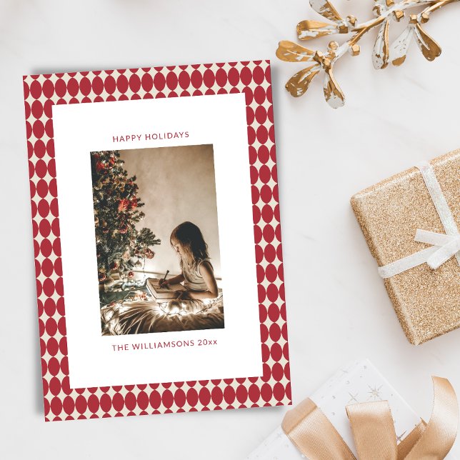 Tarjeta Festiva Navidades fotográficos verticales rojos de mediado (Subido por el creador)