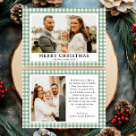 Tarjeta Festiva Navidades fotográficos Vintage Green Gingham Plaid<br><div class="desc">Envíe sus mejores deseos esta temporada navideña con la tarjeta navideña Vintage Green Gingham Plaid Photo Merriest Navidades. Esta tarjeta combina elegancia intemporal con alegría festiva. Perfecto para extender la alegría de vacaciones a amigos y familia, captura el espíritu acogedor de los Navidades de una manera elegante y personal. Añada...</div>
