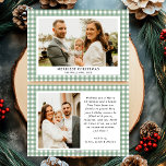 Tarjeta Festiva Navidades fotográficos Vintage Green Gingham Plaid<br><div class="desc">Envíe sus mejores deseos esta temporada navideña con la tarjeta navideña Vintage Green Gingham Plaid Photo Merriest Navidades. Esta tarjeta combina elegancia intemporal con alegría festiva. Perfecto para extender la alegría de vacaciones a amigos y familia, captura el espíritu acogedor de los Navidades de una manera elegante y personal. Añada...</div>