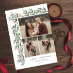 Tarjeta Festiva Navidades fotográficos Winter Greenery White 3<br><div class="desc">Esta elegante tarjeta de vacaciones para Navidades fotográficos White 3 Green de invierno es completamente personalizable. ¿Quieres personalizar aún más? Haga clic en "Editar usando la herramienta de diseño". Este diseño forma parte de una colección. Original acuarela de arte pintada por el diseñador Stacey Meacham.</div>