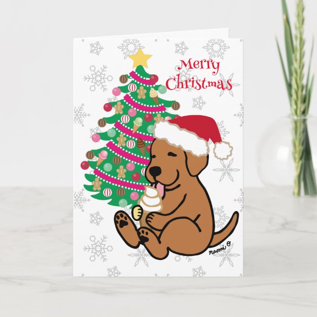 Tarjeta Festiva Navidades Fox Red Labrador Ice Cream Liceo (Anverso)