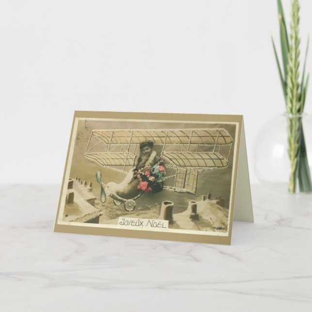 Tarjeta Festiva Navidades franceses antiguos estudio de fotografía (Anverso)
