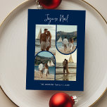 Tarjeta Festiva Navidades franceses de Blue Joyeux Noël Foto de re<br><div class="desc">Celebra tu primera Navidad como recién casados con una hermosa tarjeta azul Joyeux Noël. Con una foto en arco y una caligrafía elegante, esta tarjeta de fotos navideña francesa captura perfectamente tu amor y alegría. El diseño de moda boho combina elementos modernos y rústicos, ideal para las parejas que buscan...</div>