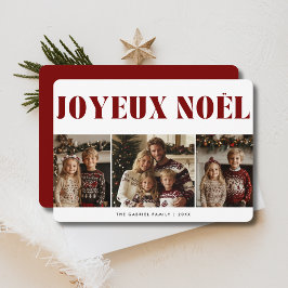 Tarjeta Festiva Navidades franceses de Red Joyeux Noël 3 hijos de