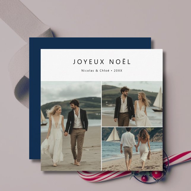 Tarjeta Festiva Navidades franceses Joyeux Noël Nautical Beach Pho (Subido por el creador)