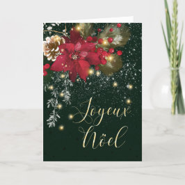 Tarjeta Festiva Navidades franceses Poinsettia Pine Holly Garland