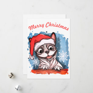 Tarjeta Festiva Navidades frenchie