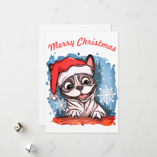 Tarjeta Festiva Navidades frenchie